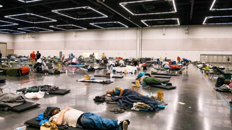People at a shelter in British Columbia during a heatwave